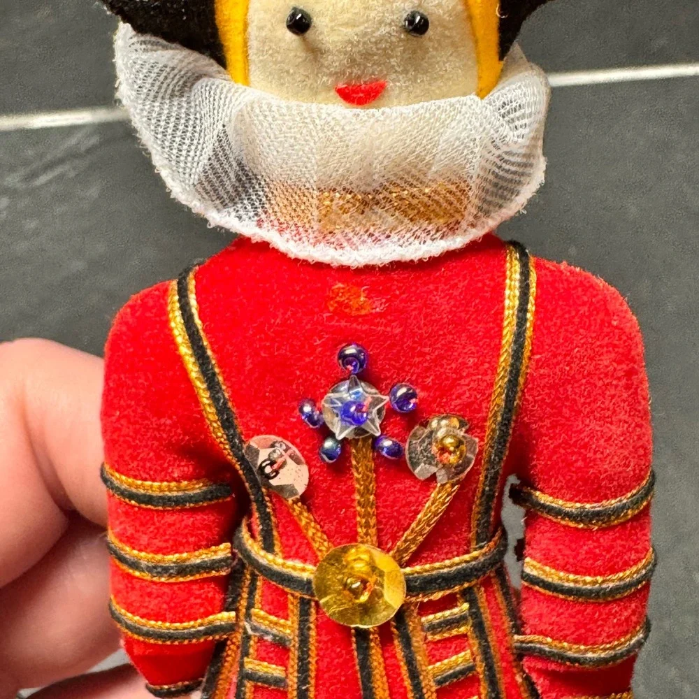 VTG St. Nicholas British Royal Guard Ornament Red Velvet‎ Gold Christmas Decor